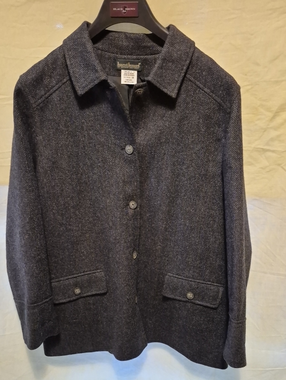 Harve Benard Dark Gray Wool-Blend Pea Coat Size 18